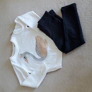 Beautiful Sequined Swan 2-Piece Sweater Coordinate